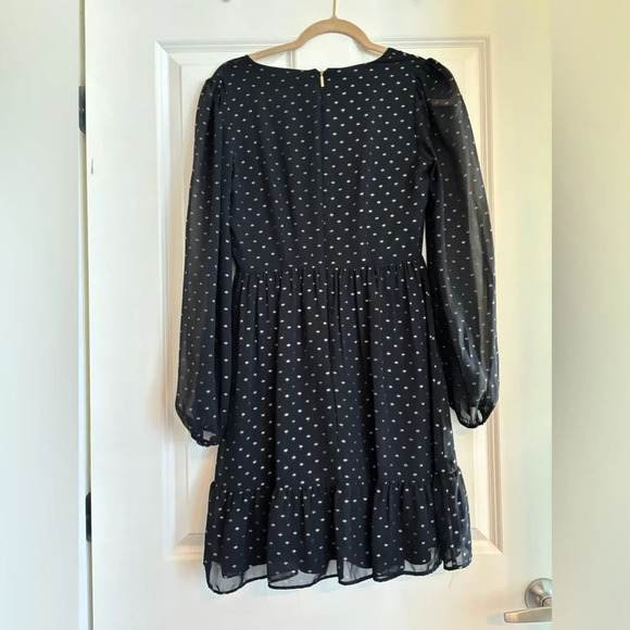 Karl Lagerfeld Paris Metallic-Dot Flounce-Hem Dress Size 2 # 1B 1499 - Picture 4 of 4